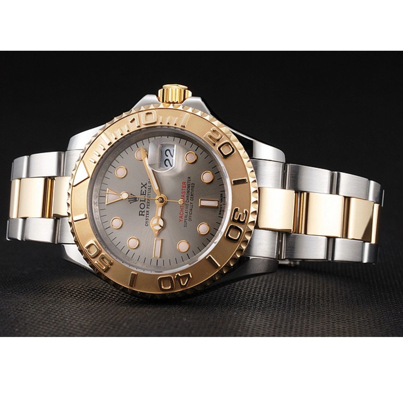Good Copy Rolex Watches Bezel Steel Gold Rolex Tone Gray Yacht-Master Swiss Case Dial Stainless Dial Two 0627
